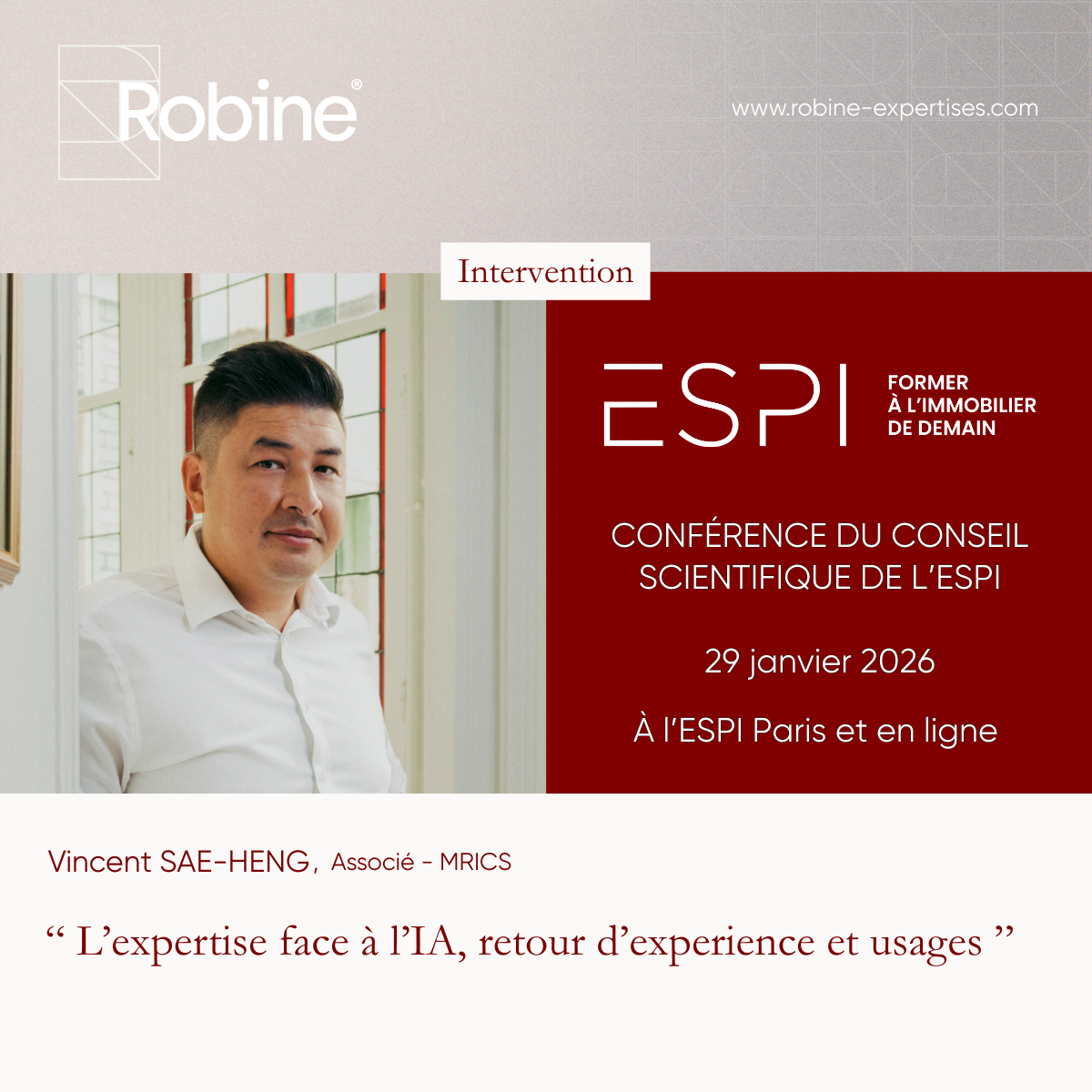 Intervention de Vincent SAE-HENG à l&rsquo;ESPI Paris : L&rsquo;expertise face à l&rsquo;IA, retour d&rsquo;expérience et usages