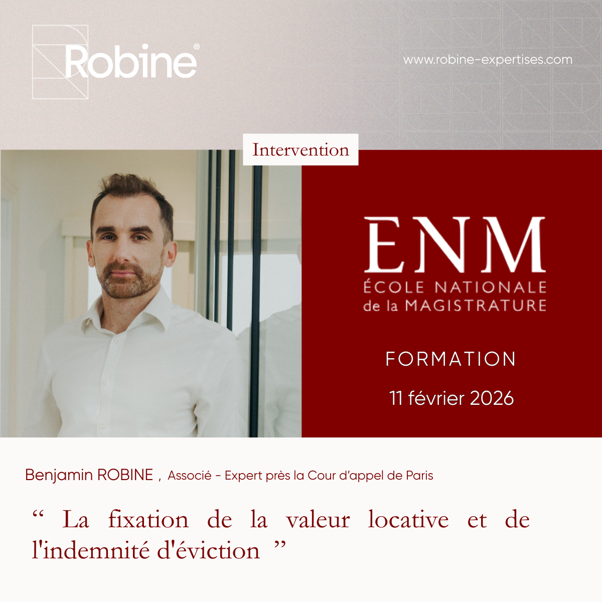 Intervention de Benjamin ROBINE à l&rsquo;Ecole Nationale de la Magistrature (ENM)