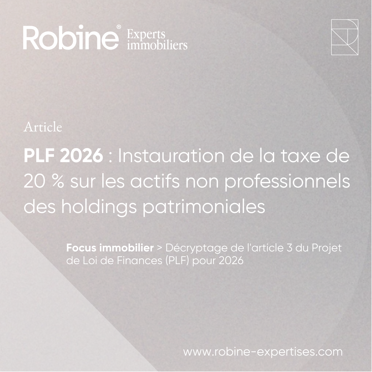 PLF 2026 :  Taxe de 20 % sur les actifs non professionnels des holdings patrimoniales